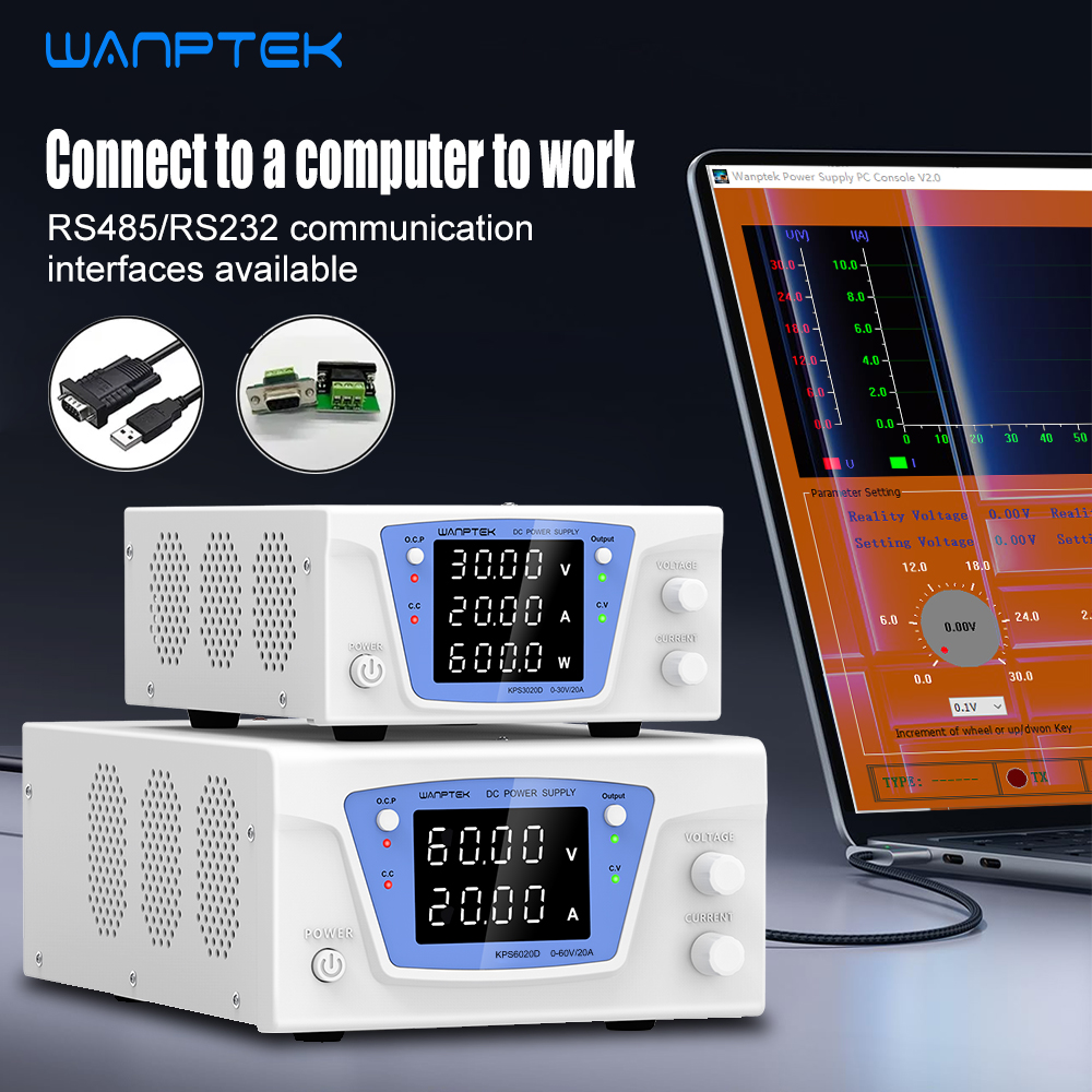 Programmable Dc Power Supply 60V 10A - Wanptek RS485/RS232 Laboratuvar Programlanabilir Ayarlanabilir DC